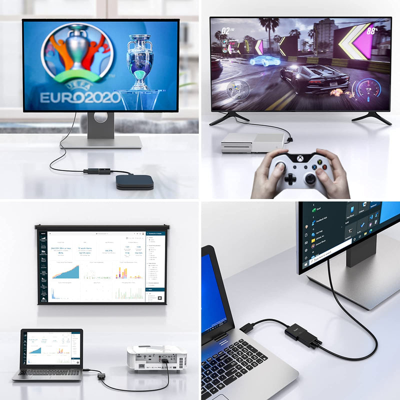 [Australia - AusPower] - DisplayPort to VGA Adapter, TSUPY DP to VGA Converter Display Port Male to VGA Female Gold Plated Adapters Compatible with Computer,Laptop,Monitor,Projector,HDTV and More 