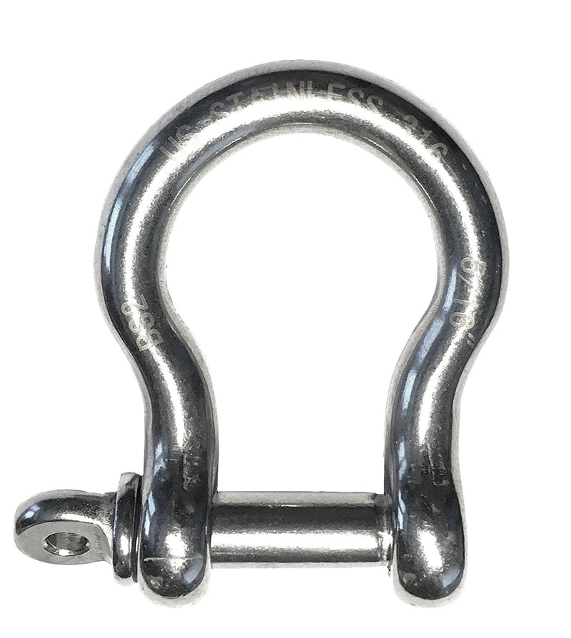 [Australia - AusPower] - 2 Pieces Stainless Steel 316 Forged Bow Shackle 5/16" (8mm) Marine Grade 