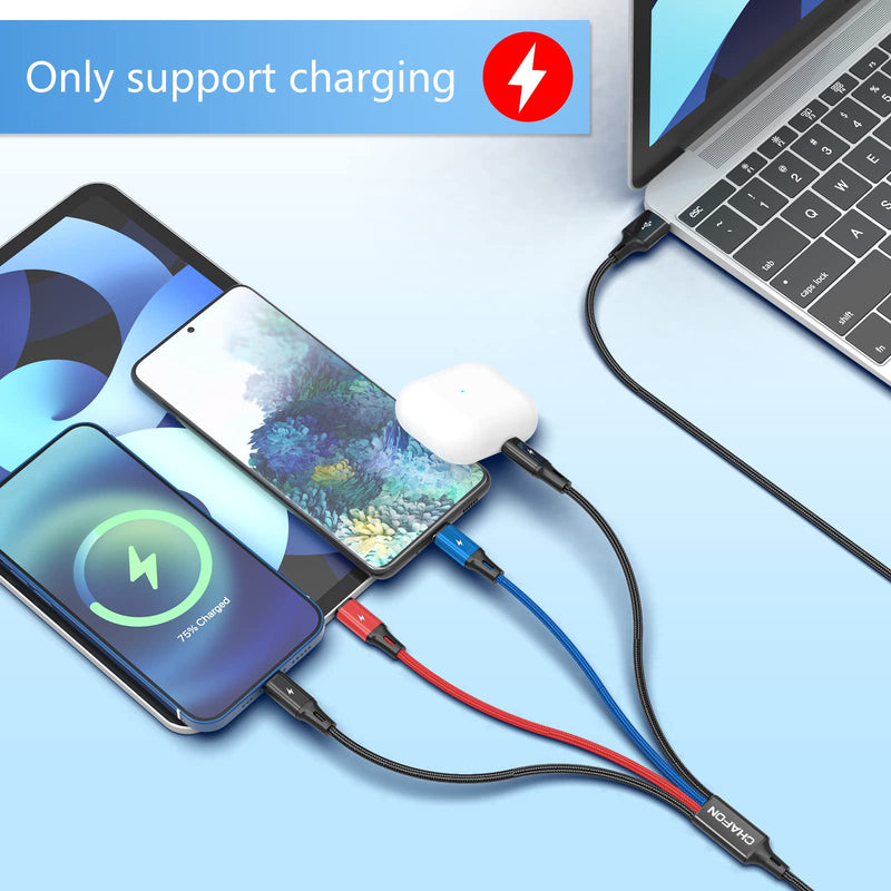 [Australia - AusPower] - CHAFON Multi Charging Cable 2Pack 4FT 4 in 1 Nylon Braided Multiple USB Fast Charger Cord Adapter Type C Micro USB Port Connectors Compatible Cell Phones Tablets and More 