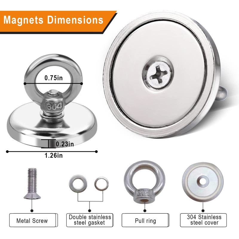 [Australia - AusPower] - DIYMAG Magnetic Hooks, 100 lbs Heavy Duty Rare Earth Neodymium Magnet Hooks with Countersunk Hole Eyebolt for Home, Kitchen, Workplace, Office and Garage, Pack of 6 100lbs Magnetic Hooks 