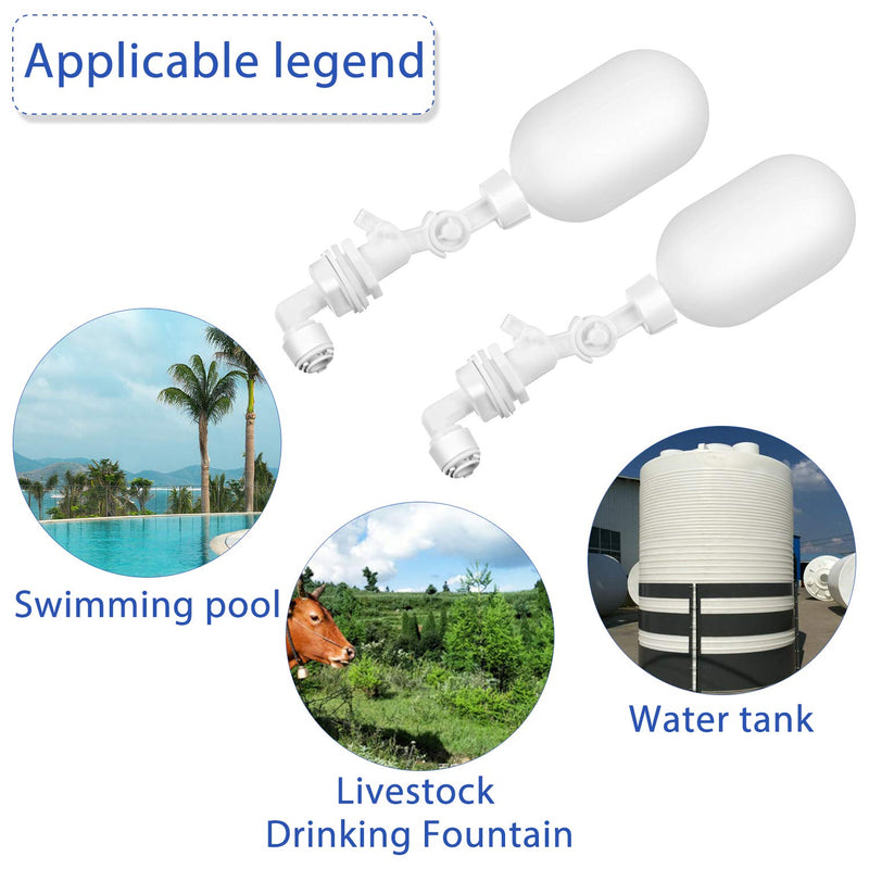 [Australia - AusPower] - Water Filter Float Ball Valve 1/4 Inch Adjustable Float Valve Plastic Water Tank Float Valves for Ponds, Water Pump, Water Trough, Aquariums, Aquaculture, Water Tank, Reservoir (6) 6 