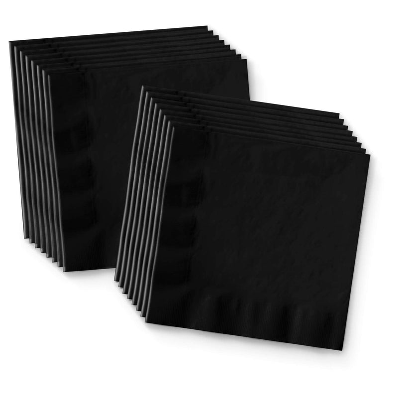[Australia - AusPower] - Solid Black Birthday Party Supplies Set Plates Napkins Cups Tableware Kit for 16 