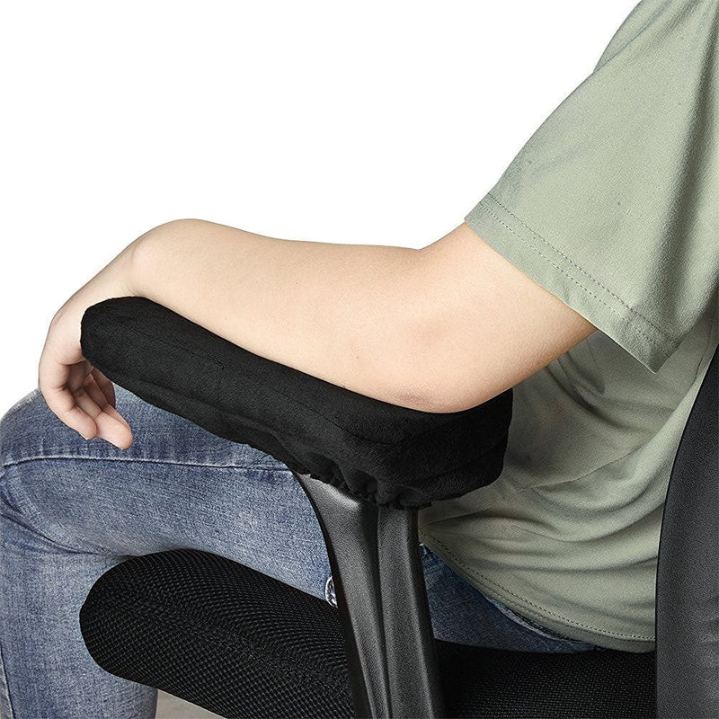 [Australia - AusPower] - Aloudy Ergonomic Memory Foam Office Chair Armrest Pads, Comfy Gaming Chair Arm Rest Covers for Elbows and Forearms Pressure Relief(Set of 2) Medium, Black 