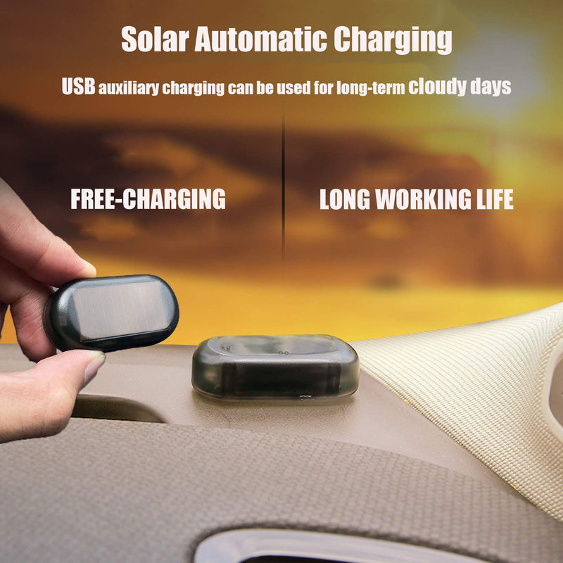 [Australia - AusPower] - PerfecTech Car Solar Power Simulated Dummy Alarm Warning Anti-Theft LED Flashing Security Light with New USB Port （Blue） 