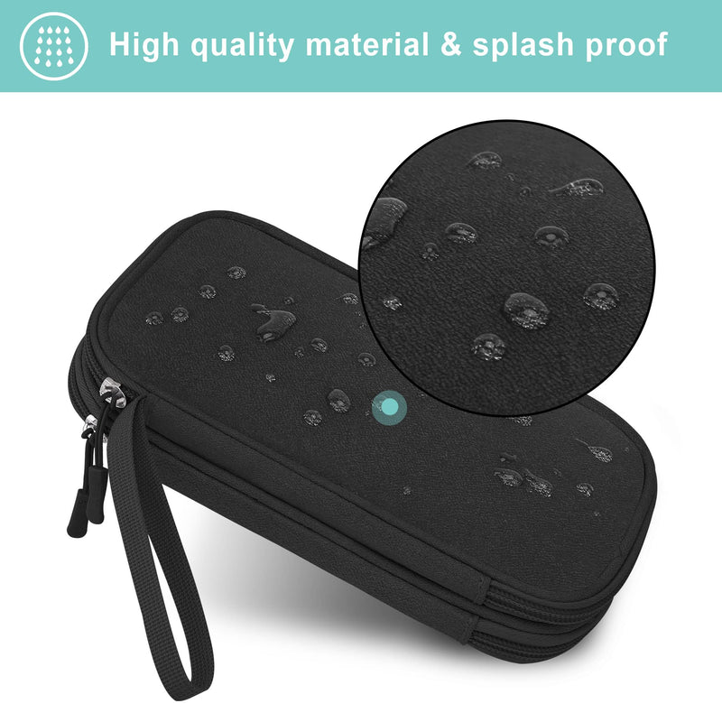 [Australia - AusPower] - Elonbo Electronic Organizer, Travel Cable Pouch Bag Electronics Accessories Carry Case Portable Tech Gadgets, Double Layers All-in-One Storage Bags for Cables, Cord, Charger, Earphone, Black 