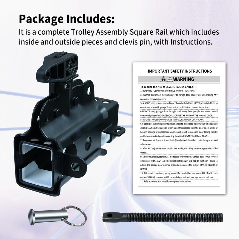 [Australia - AusPower] - Vsttar 41C5141-1 & 41C5141-2 Garage Door Opener Trolley, Compatible with LiftMaster & Chamberlain Chain Drive Garage Door Opener Rail Assemblies 