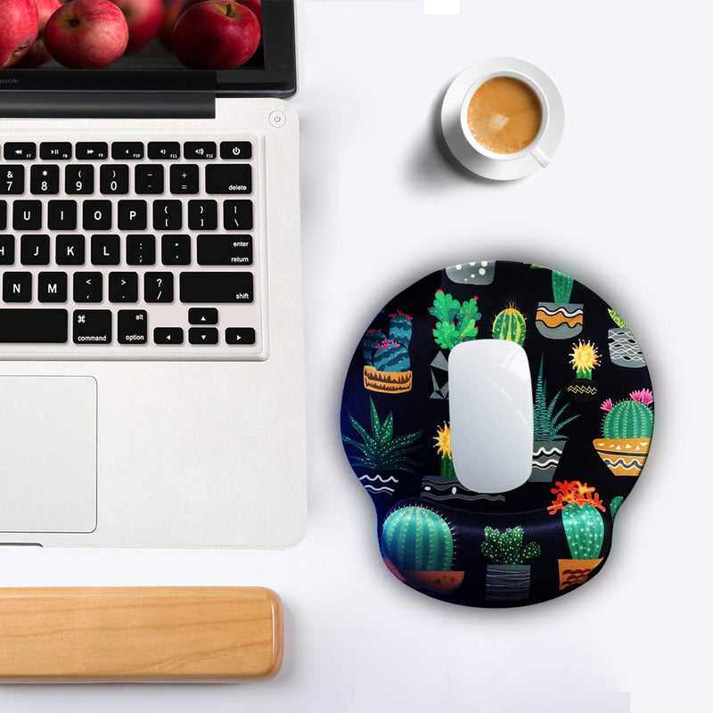 [Australia - AusPower] - Ergonomic Mouse Pad with Wrist Support,Dooke Cute Wrist Pad with Non-Slip Rubber Base for Computer, Laptop, Home Office Gaming, Working, Easy Typing & Pain Relief Cactus Green/Black Cactus 