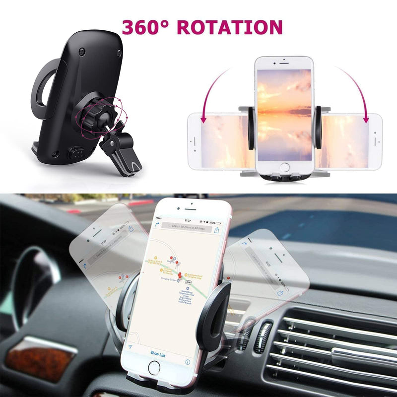 [Australia - AusPower] - Cell Phone Holder for Car, Universal Car Holder Phone Mount, Quntis Car Air Vent Stand Cradle 360 Rotation White 
