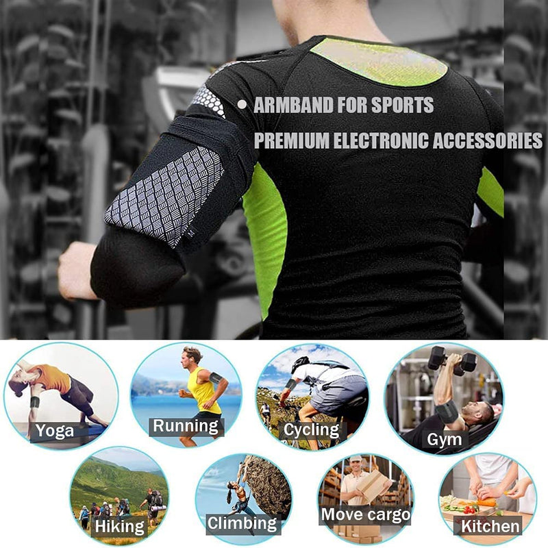 [Australia - AusPower] - Cell Phone Armband for Running, Sports Armband for All Phones Fitness and Gym Workouts Universal (iPhone X/8/7/6/Plus,Samsung Galaxy S9/S8/S7/S6/Edge/Plus & LG,Huawei,Google,Sony & More) Black L Large 