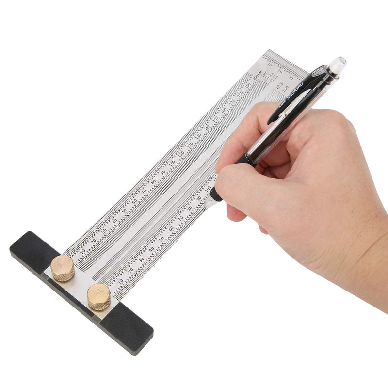 [Australia - AusPower] - 200mm T Square Ruler, High-precision Woodworking T Ruler Marking Ruler DIY Measuring Scribe Line Tool, Stainless Steel Marking T-Rule for Woodworking Marking 