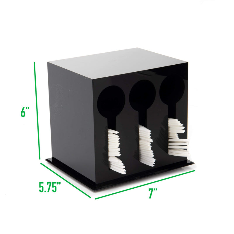 [Australia - AusPower] - Mind Reader 3 Compartment Plastic Utensil Dispenser, Cutlery Organizer, Plasticware Sorter for Restaurant, Diner, Picnics, Black 