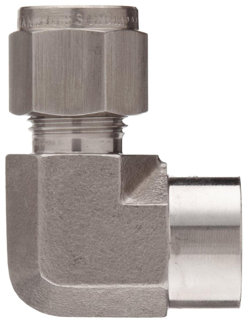 [Australia - AusPower] - Brennan N2502-08-08-SS Stainless Steel Compression Tube Fitting, 90 Degree Elbow, 1/2" Tube OD x NPT Female 0.5 Inch 