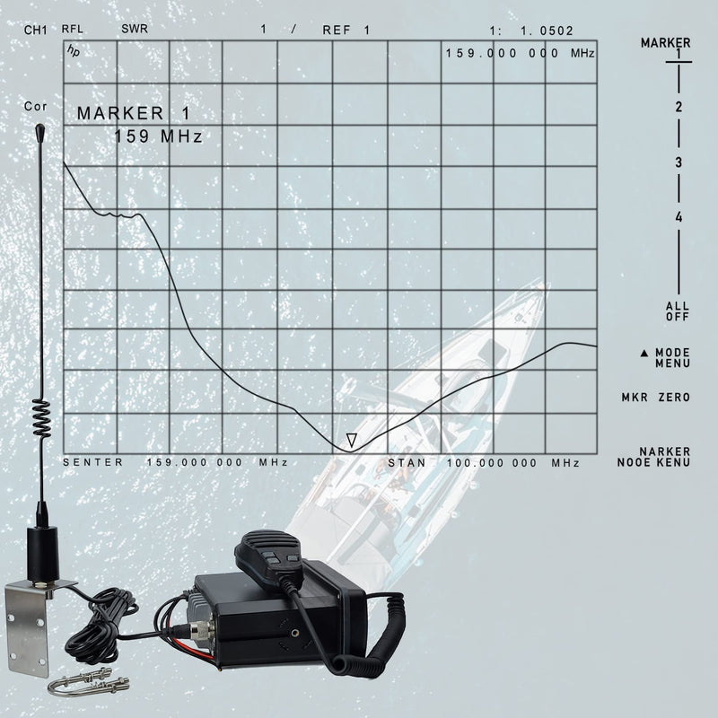[Australia - AusPower] - HYS VHF Band Amateur 156-163Mhz Low-Profile Marine Antenna with Stainless Steel L-Bracket Hole & W/16.4ft(5m) RG-58 Coax Cable for Standard Horizon Icom Cobra Uniden VHF Marine Radios 