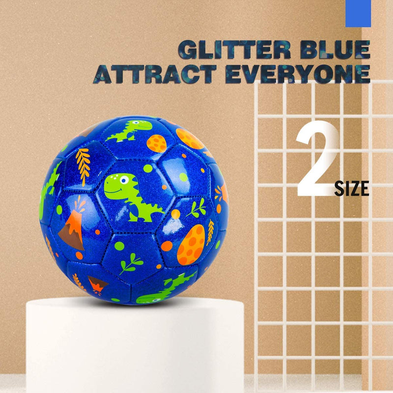 [Australia - AusPower] - Soccer Ball Size2 Size 3 Toddler Soccer Ball Cartoon Ball Baby Soccer Ball for Kids Years 3 4 5 6 7 8 9 10 Indoor Outdoor Blue Dinosaur 