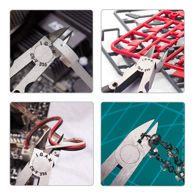 [Australia - AusPower] - IGAN-330 Wire Flush Cutters, Electronic Model Sprue Wire Clippers, Ultra Sharp and Precision CR-V Side Cutting nippers, Ideal for Clean Cut and Precision Cutting Needs Pack 1 