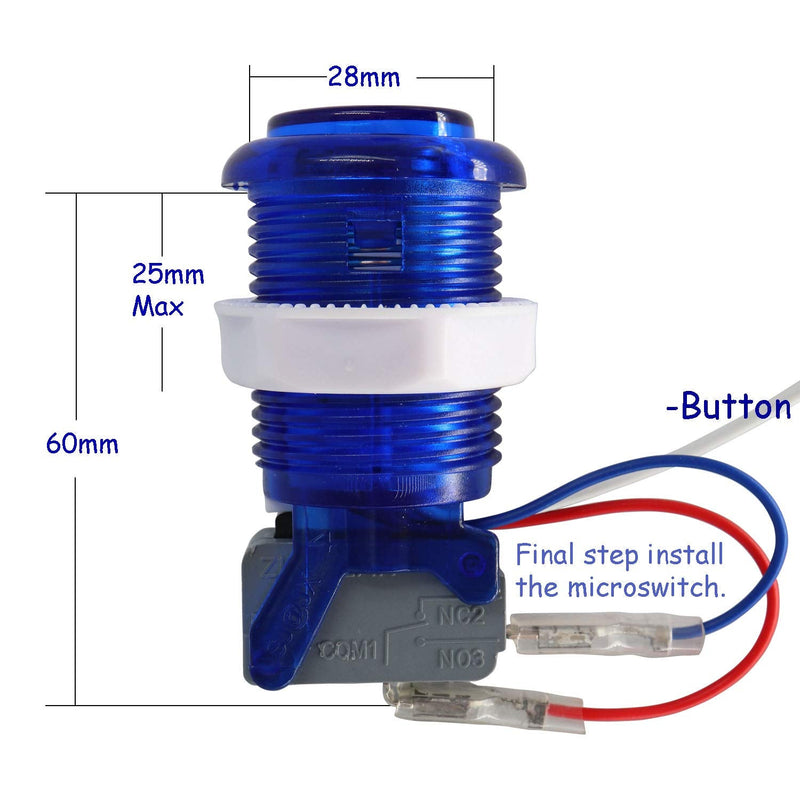 [Australia - AusPower] - SJ@JX Arcade Game Stick DIY Kit Buttons with Logo LED 8 Way Joystick USB Encoder Cable Controller for PC MAME Raspberry Pi Color Mix 