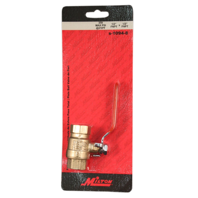 [Australia - AusPower] - Milton (S-1094-8) 1/2" FNPT Full Port Heavy-Duty Brass Ball Valve 