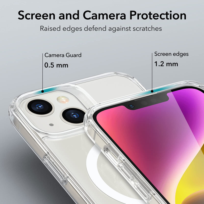 [Australia - AusPower] - ESR Classic Hybrid Magnetic Case with HaloLock, Compatible with iPhone 14 Plus case, Compatible with MagSafe, Shockproof Military-Grade Protection, Scratch-Resistant Back, Clear 