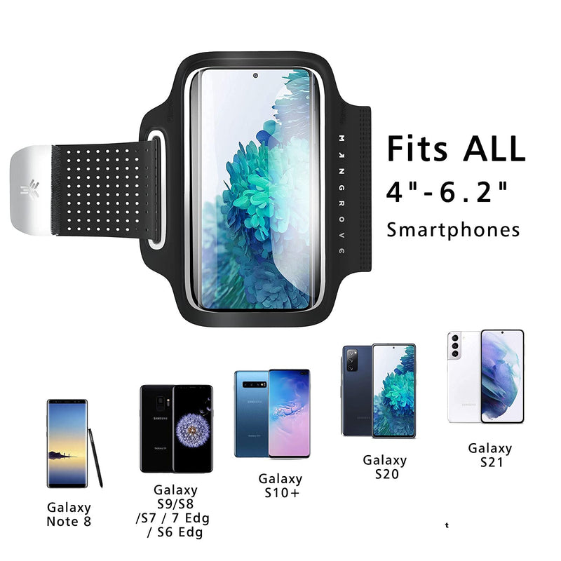 [Australia - AusPower] - Armband Running for Galaxy S20 S10 S9 S8 Plus, Arm Band Cell Phone,Jogging, Walking, Hiking, Workout, Sports, Fitness and Gym (Black, 6'') 