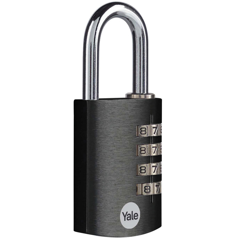 [Australia - AusPower] - Yale 4 Digit Combination Lock Outdoor Waterproof Padlock for School Gym Locker, Sports Locker, Fence, Toolbox, Gate, Case, Hasp Storage (Black) 1 