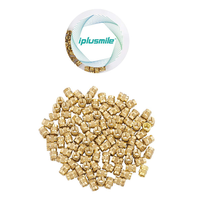 [Australia - AusPower] - iplusmile Brass Nuts Embedment Nut M3 Thread Brass Knurled Nuts Threaded Heat Set for Printing 3D Printer and More Projects (100pcs, 3x4.6x5.7mm) 