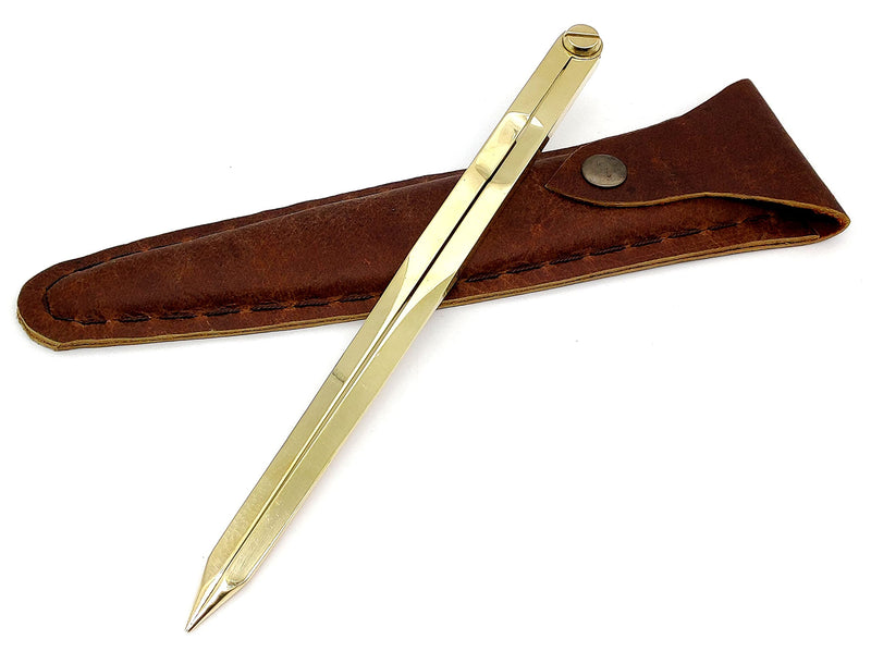 [Australia - AusPower] - 5MOONSUN5's Vintage Navigation Straight Pattern Artist Divider Solid Brass Drawing Tool Professional 8” Long Solid Brass with Heavy Duty Brass Point Tool for Art Projector with Leather Case 