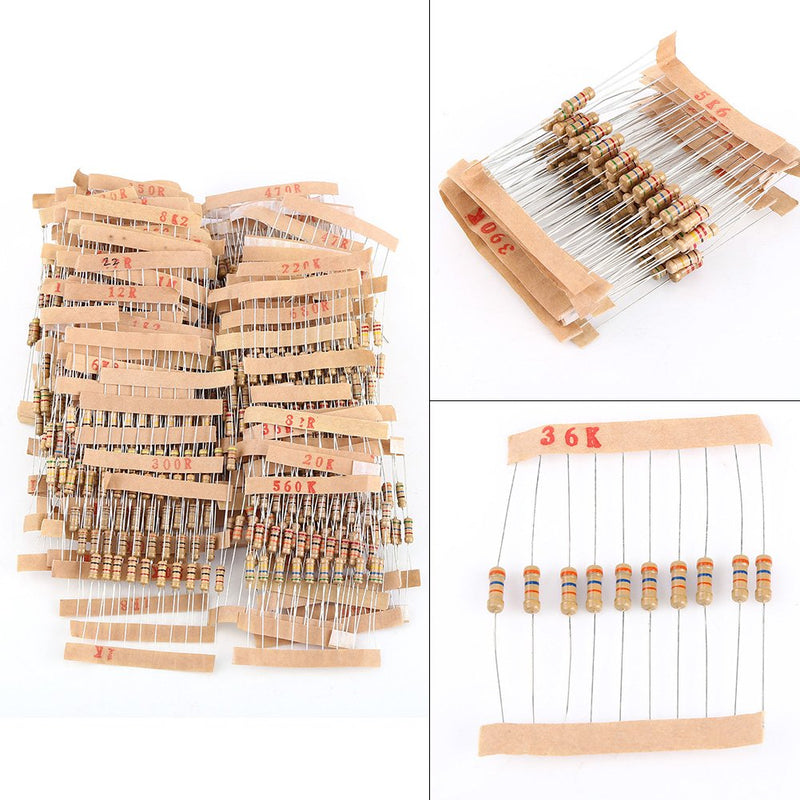 [Australia - AusPower] - Resistor Kit, 1/2 Watt Resistors Kit, Resistors Assortment kit, 1000pcs 100 Values Carbon Film Resistor Assortment Kit 1-10M ohm 