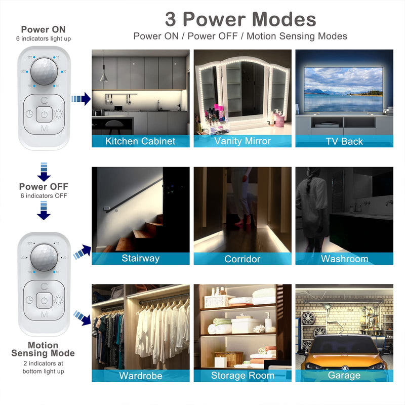 [Australia - AusPower] - Motion Sensor Under Cabinet Lights - Plug-in LED Strip Lights Indoor with Power Adapter, Dimmer and Timer for Kitchen Cabinet, Counter, Shelf, Showcase, Stairway, Bedroom, Corridor, Washroom 9.84FT LIGHT STRIP (WITH POWER ADAPTER) Warm White 3000k 9.84ft 