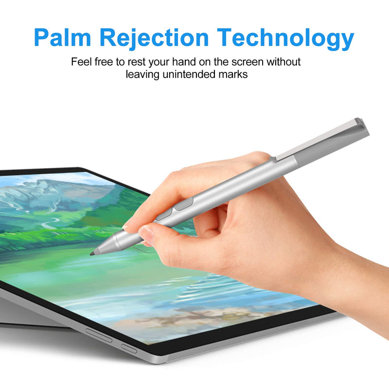 [Australia - AusPower] - ﻿Stylus Pen for Microsoft Surface Pro 7, Compatible with Surface Pro X/7/6/5/4/3, Surface Go 2/1, Surface Laptop 4/3/2/1, Surface Book 3/2/1, Surface Studio 2/1, Palm Rejection 1024 Pressure (Silver) Silver 