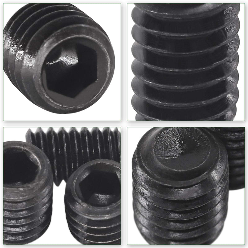 [Australia - AusPower] - Keadic 376Pcs 1/8 to 3/8 inch Internal Hex Drive Cup-Point Screws Grub Screws Assortment Kit, 15 Sizes Set of Screws for Door Handles, Faucet, Light Fixture, 12.9 Class Alloy Steel (Black) 