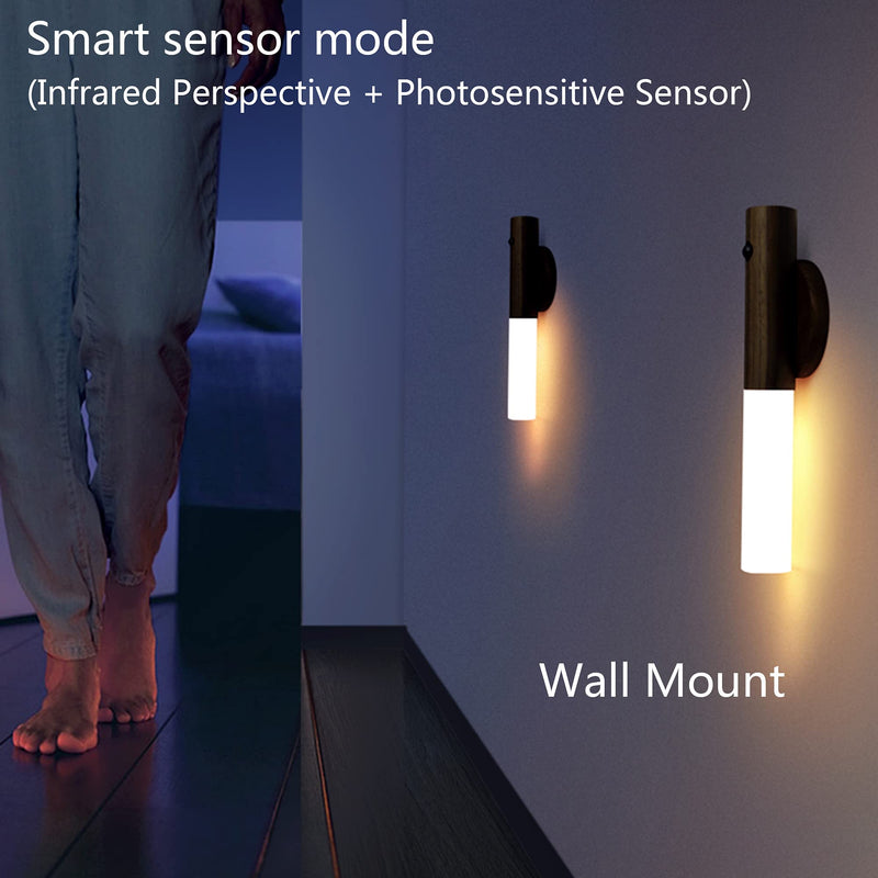 [Australia - AusPower] - Chilvane Motion Sensor Light Indoor Night Light Wall Sconce Wooden Rechargeable Portable Magnetic Battery Operated LED Night Light for Kids Bathroom Toliet Light Closet Bedroom,White Ash Wood Pack 2 White Ash 