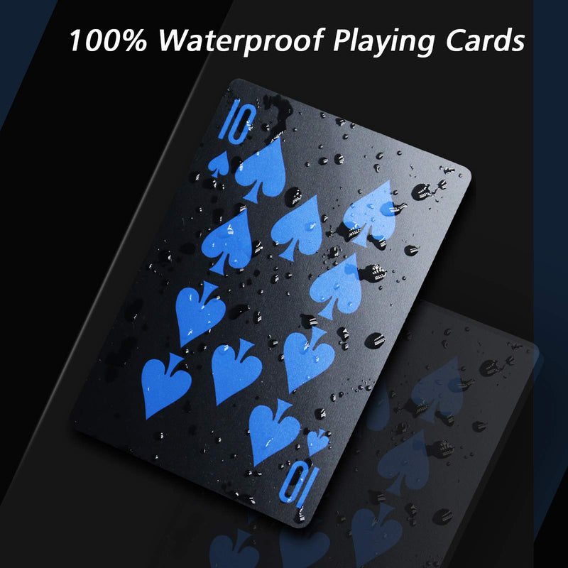 [Australia - AusPower] - INTEGEAR 2 Decks Plastic Playing Cards, Premium Plastic Waterproof Black Playing Poker Cards Professional Luxury Deck of Cards for Adults Classic 2 Decks 