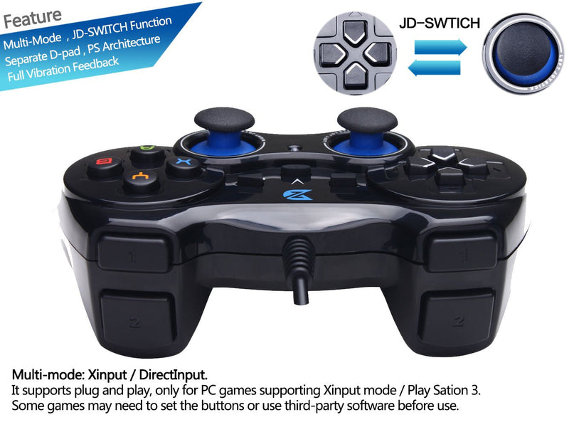 [Australia - AusPower] - ZD-V+ USB Wired Gaming Controller Gamepad For PC/Laptop Computer(Windows XP/7/8/10/11) & PS3 & Android & Steam - [Black] 