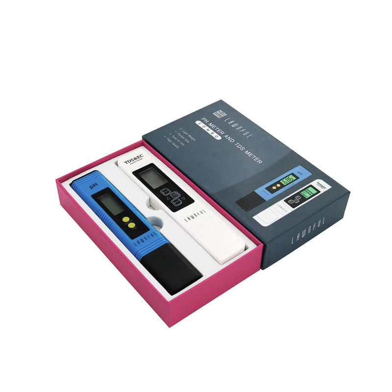 [Australia - AusPower] - Water pH Meter and TDS Meter, LAWNFUL pH and 3 in 1 TDS&EC Water Tester Combo, ±0.01 pH Accuracy ±2% F.S Accuracy TDS/EC/Temperature Meter, Pen Type and Handheld, Turbidity Meters for Home and Lab White+Blue 