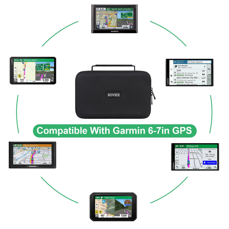 [Australia - AusPower] - BOVKE Hard GPS Case Compatible with 6-7 Inch Garmin DriveSmart 65/61 LMT-S, Nuvi 2797LMT Drive 61/60 Nuvi 2757LM GPS Navigator System, Extra Room for Car Chargers, Friction Mounts, USB Cables, Black Black + Inside Gray 