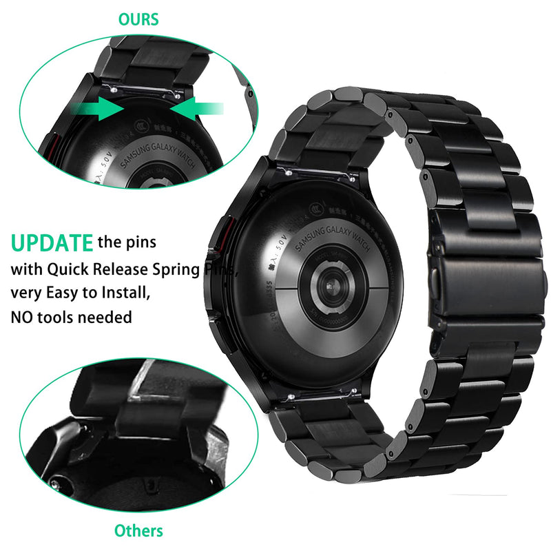 [Australia - AusPower] - Acestar Bands Compatible with Samsung Galaxy Watch 4 40mm/44mm Classic 42mm/46mm Bands, No Gaps Solid Stainless Steel Strap Compatible with Samsung Galaxy Watch 4 Bands for Men Women Black 42mm/46mm/40mm/44mm 