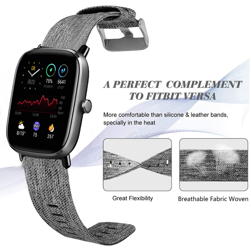 [Australia - AusPower] - Compatible for Popglory Smartwatch Band, Youkei Breathable Nylon Woven Fabric Replacement Accessory Strap Compatible for Popglory P22 / Donerton Smartwatch (Gray) Gray 