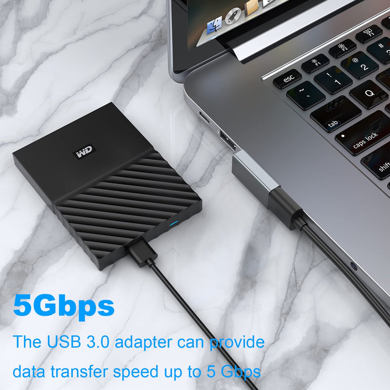 [Australia - AusPower] - AreMe 90 Degree USB 3.0 Adapter 2 Pack, Left and Right Angle USB A Male to Female Converter Extender for PC, Laptop, USB A Charger, Power Bank and More (Grey) Left/Right Grey 