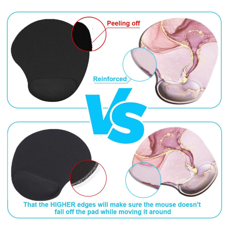 [Australia - AusPower] - Dooke Ergonomic Mouse Pad with Wrist Support, Cute Mouse Pads with Non-Slip PU Base for Home Office Working Studying Easy Typing & Pain Relief Rose Gold Marble ‎Glitter Marble 
