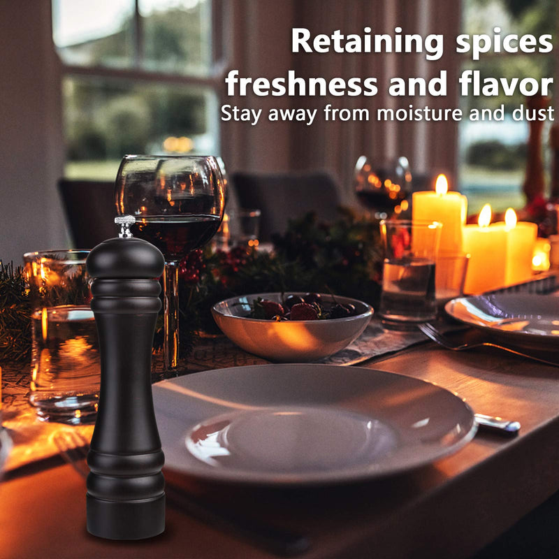 [Australia - AusPower] - JOIDXIR Pepper Mill Black 12 Inch Tall Large Pepper Grinder Mill Wood Refillable Stainless Steel Metal Mechanism Adjustable Coarseness 12inch 