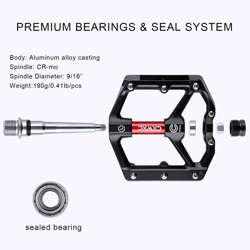 [Australia - AusPower] - CXWXC Road/MTB Bike Pedals - Aluminum Alloy Bicycle Pedals - Mountain Bike Pedal with Removable Anti-Skid Nails 