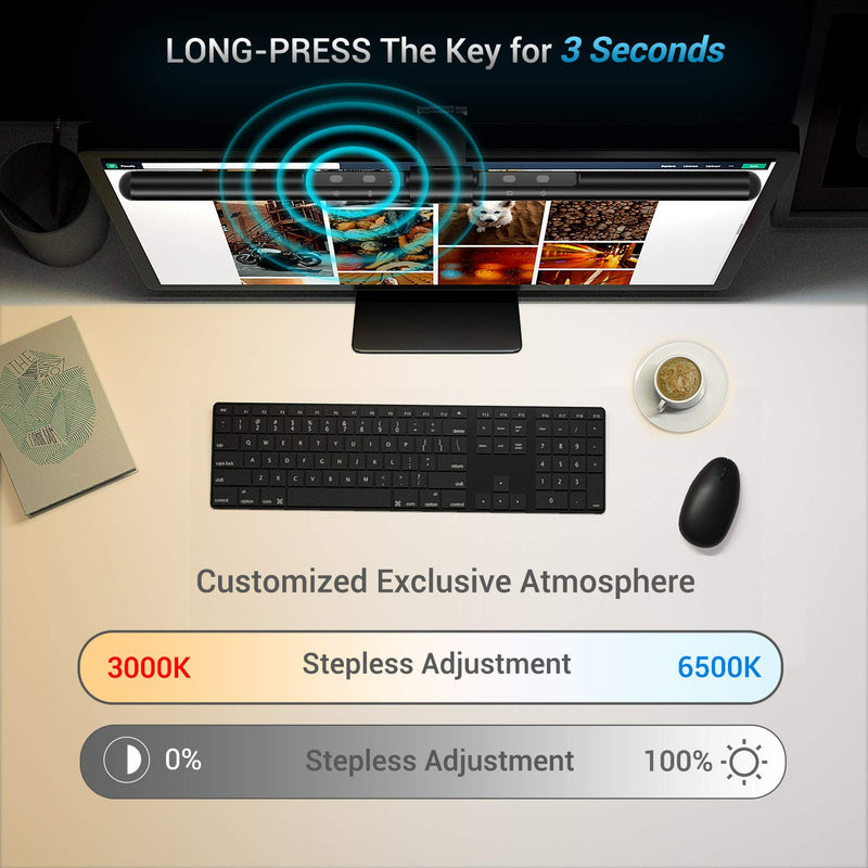 [Australia - AusPower] - Computer Monitor Light, Screen Light Bar with No Glare for iMac(22~29'') Auto Photosensitive Countless Color Temperatures & Brightness USB LED Desk Lamp for Professional Designer/Software Programmer 