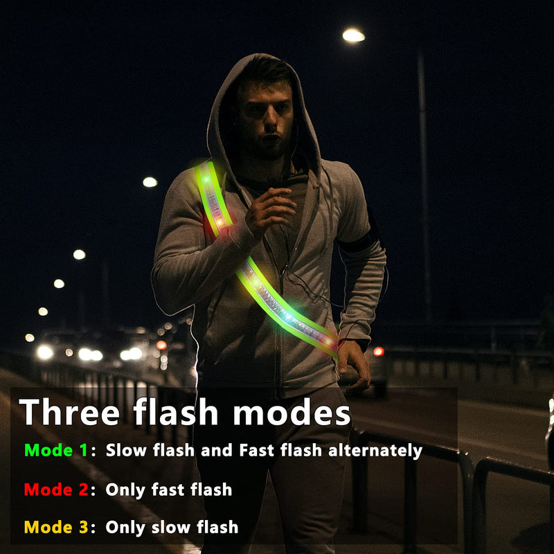 [Australia - AusPower] - OLIKER LED Night Running Gear High Visibility LED Flashing Sash Outdoor Running Cycling Hiking Jogging Rechargeable Illuminating Gear for Men and Women Night Safety Walking Gear 
