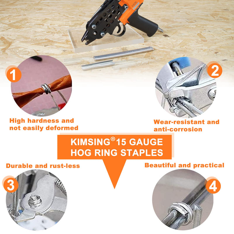 [Australia - AusPower] - Kimsing SC760 16 Gauge C Ring Staples 1/2" Inside Crown 5/8" Outside Crown Hog Ring Staples C Rings Galvanized Steel Hog Rings Collated Staples for Staple Gun 1,000 PCS/Pack (Galvanized Steel) 1,000 PCS(Galvanized Steel) 
