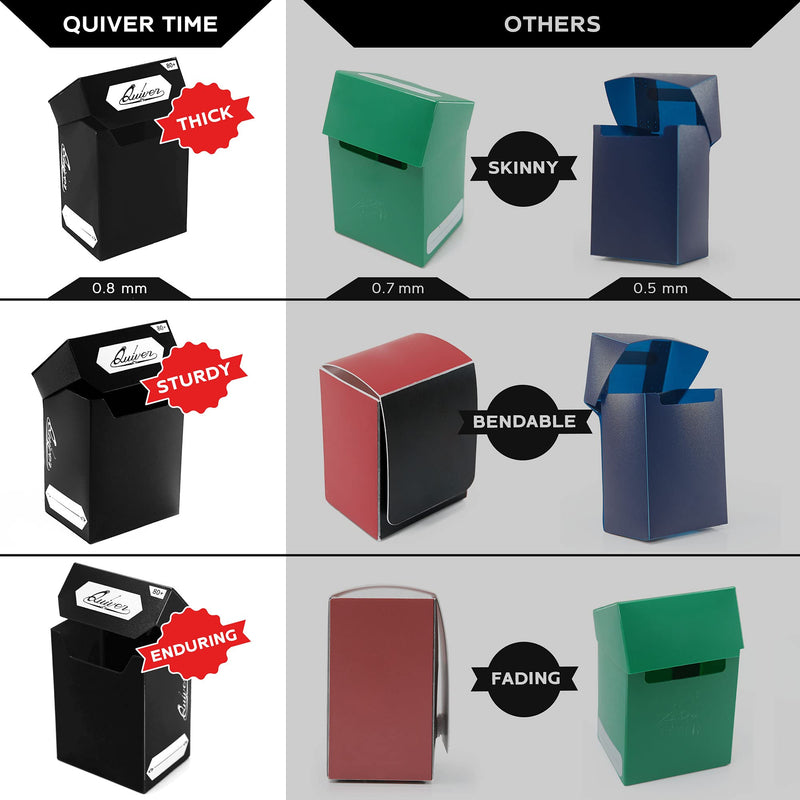 [Australia - AusPower] - Quiver Time TCG Standard Size Cards Bundle ~ 80+ Black Deck Block with Double Dividers + 100 Pack Artemis Black Standard Card Sleeves (66 x 93 mm) 80+ (with sleeves) 