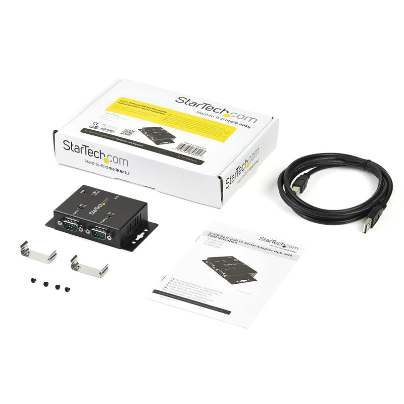 [Australia - AusPower] - StarTech.com USB to Serial Adapter - 2 Port - Wall Mount - Din Rail Clips - Industrial - COM Port Retention - FTDI - DB9 (ICUSB2322I) 