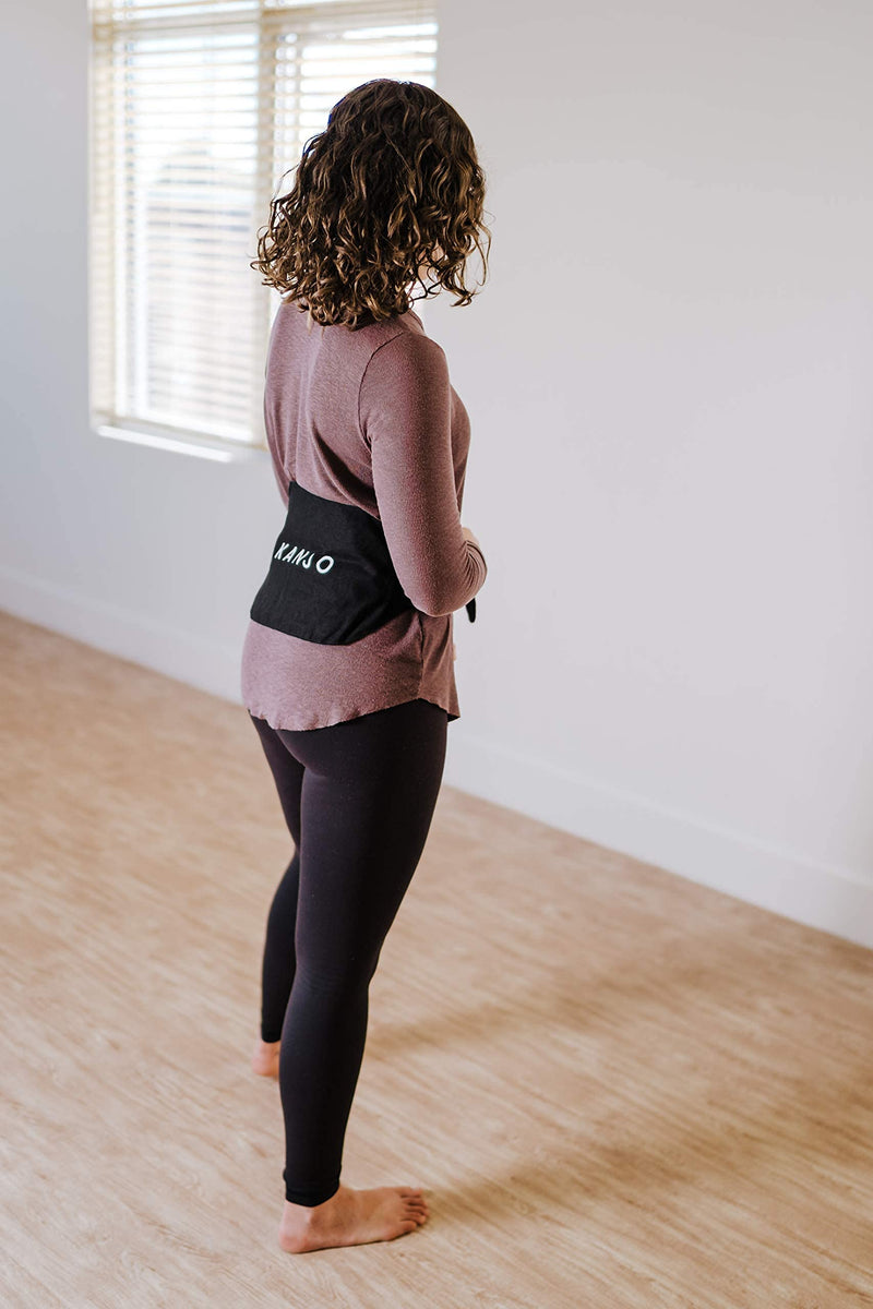[Australia - AusPower] - Kanjo Premium Acupressure Belt - Lightweight on-the-go Pain Relief - Relieves Back Pain - 100 % Cotton Linen - Includes Carry Bag - Onyx 