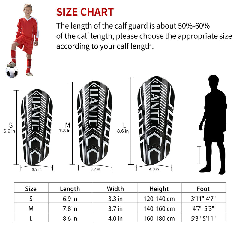 [Australia - AusPower] - Uantc Shin Guards - Soccer Shin Guards Cushion Protection Reduce Shocks and Injuries - Calf Protective Gear Shin Guards for Kids/Adult - Shin Guards Soccer Youth for Boys/Girls Black Small 