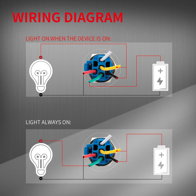 [Australia - AusPower] - DaierTek 12 Volt Momentary Push Button Switch Waterproof Blue LED Light 12V Illuminated 16mm Metal Black Power Start Pushbutton -9 Pack 