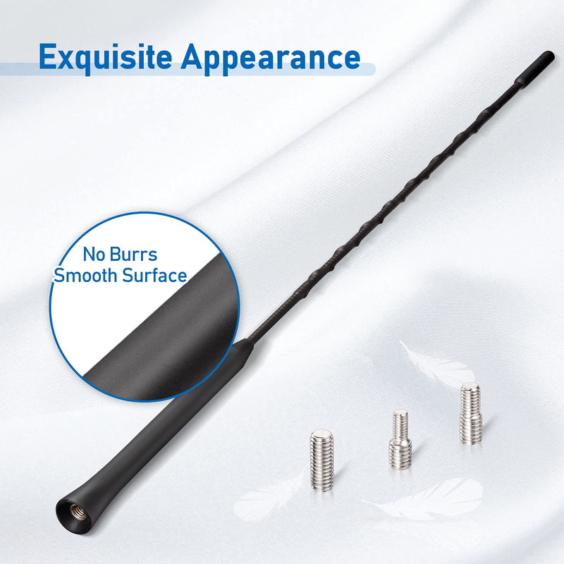 [Australia - AusPower] - Eightwood Universal Vehicle Antenna Replacement 16 inch, AM FM Roof Mount Car Radio Antenna Mast, Flexible Rubber Antennae with M4 M5 M6 Threaded Adapter 